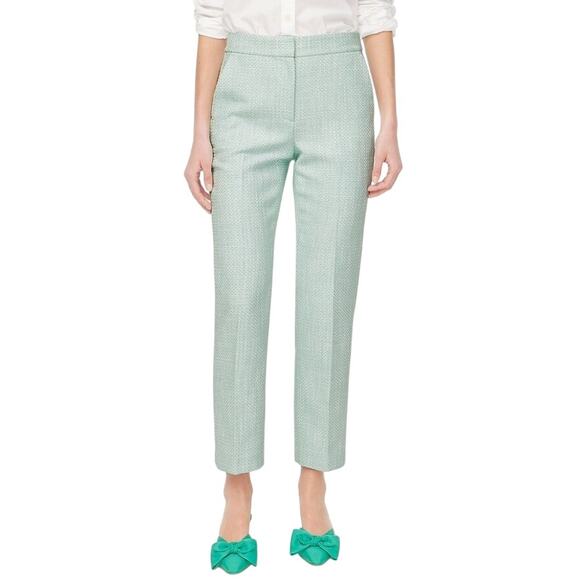 J.Crew Womens Tweed Pants Cropped Straight Leg Mint Green 10 Schoolboy Preppy - Picture 1 of 12